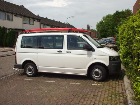 Mijn T5 met sup op het dak